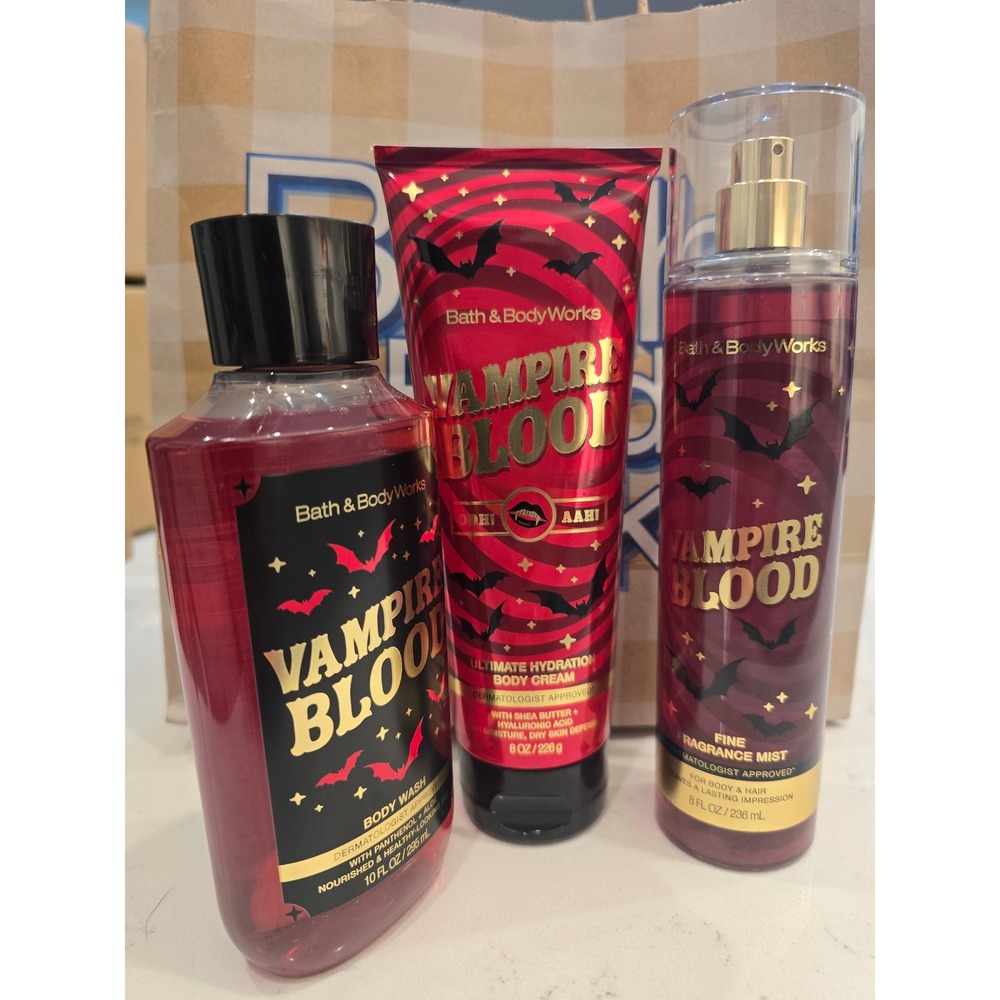 Bath & Body Works Vampire Blood 3 Piece Set Mist Cream Body Wash Halloween